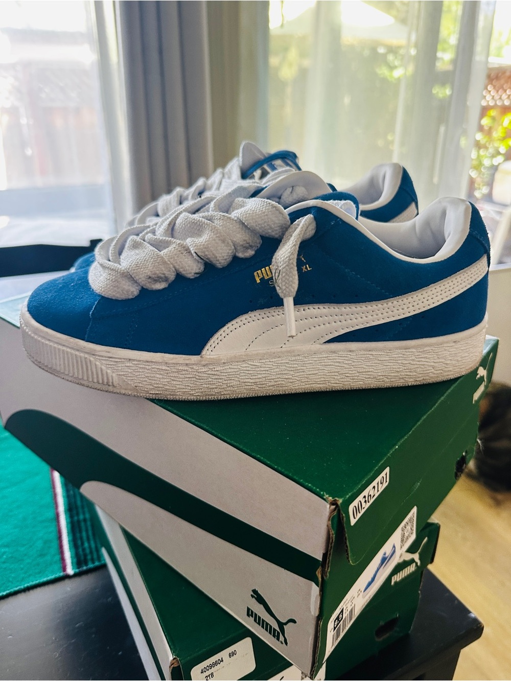 Puma Blue Suede Sneakers with White Formstripe